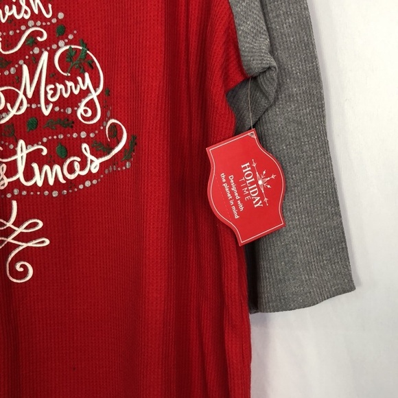 HOLIDAY TIME Tee Shirt 4/3 Sleeve Red/Gray Size 1X (16W-18W) - Picture 6 of 12
